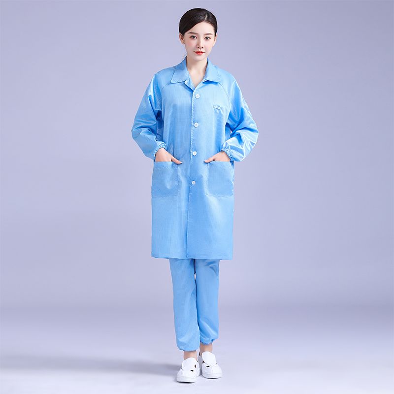 防靜電大褂  網格藍色 防護服  無塵服